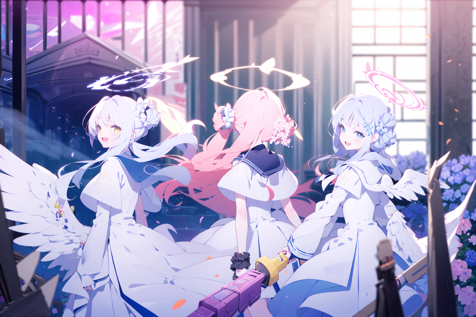 20478-3525432612-(masterpiece_1.2),best quality,PIXIV,blue archive,_multiple girls, mika (blue archive), halo, weapon, pink hair, gun, wings, lon.png